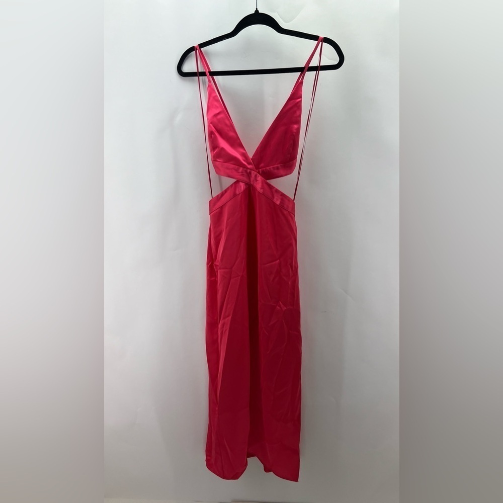 Zara Hot Pink Satin Midi Dress